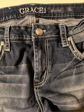 Grace in LA Women’s Boot Cut Jeans in Faded Blue